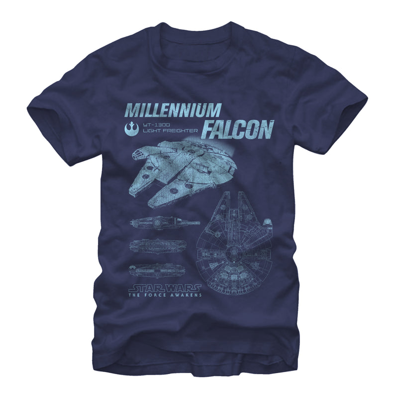 Men's Star Wars The Force Awakens Millennium Falconprints T-Shirt