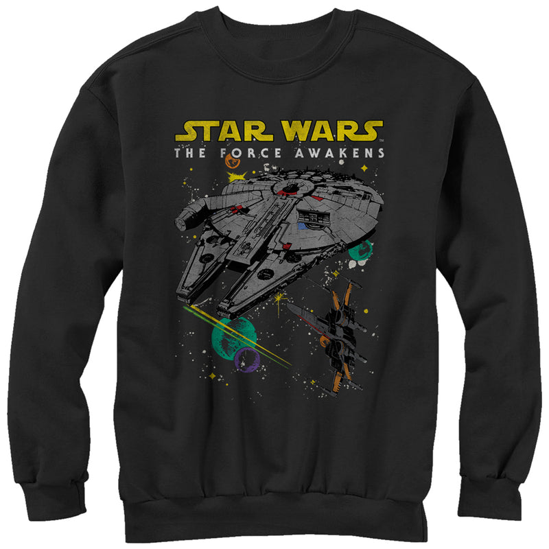 Men's Star Wars The Force Awakens Millennium Falcon and X-Wing Sweatshirt