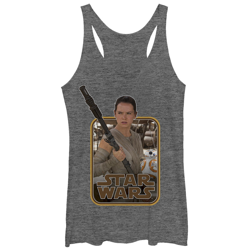 Women's Star Wars The Force Awakens Retro Rey and BB-8 Racerback Tank Top