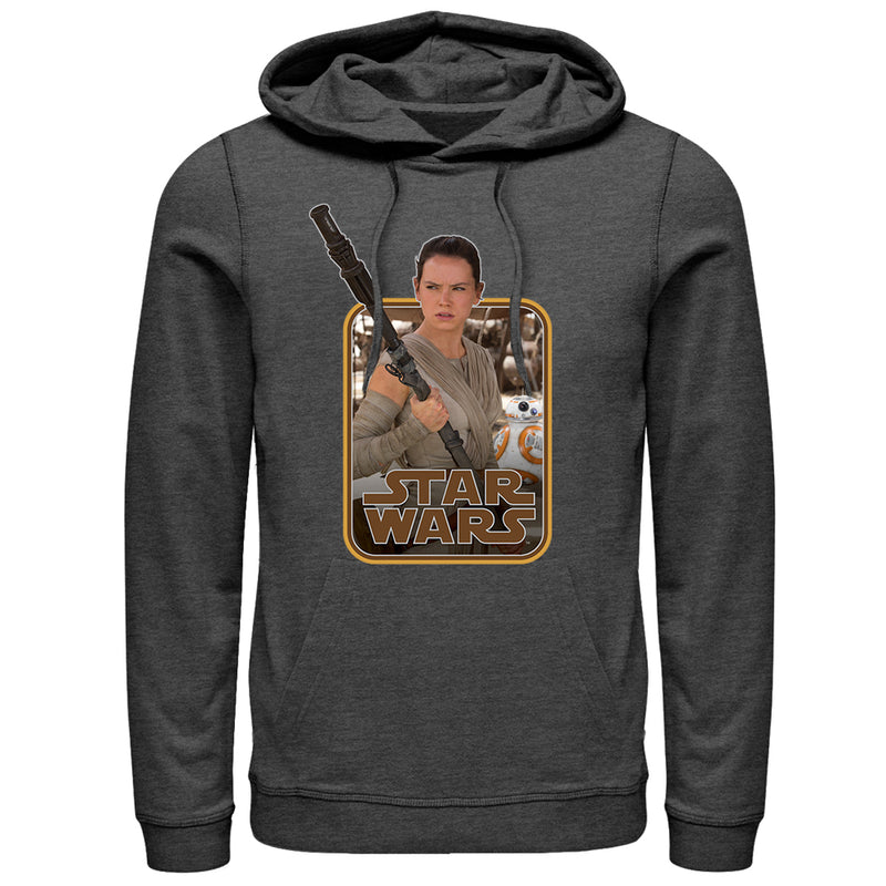 Men's Star Wars The Force Awakens Retro Rey and BB-8 Pull Over Hoodie