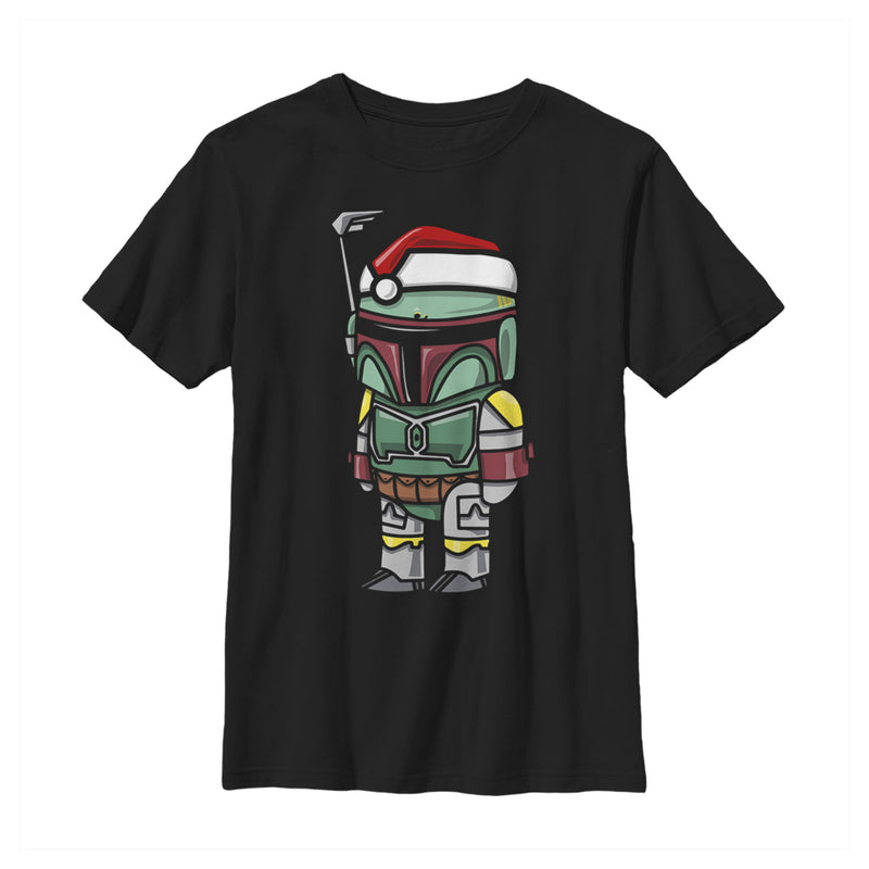 Boy's Star Wars Boba Fett Santa Hat Cartoon T-Shirt