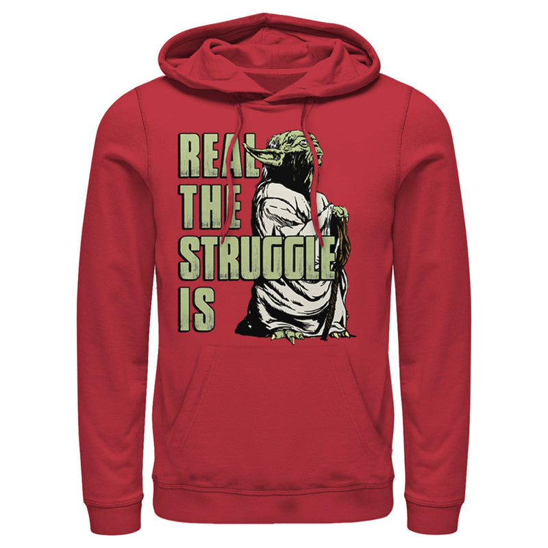 Men's Star Wars Yoda Real the Struggle Is Pull Over Hoodie
