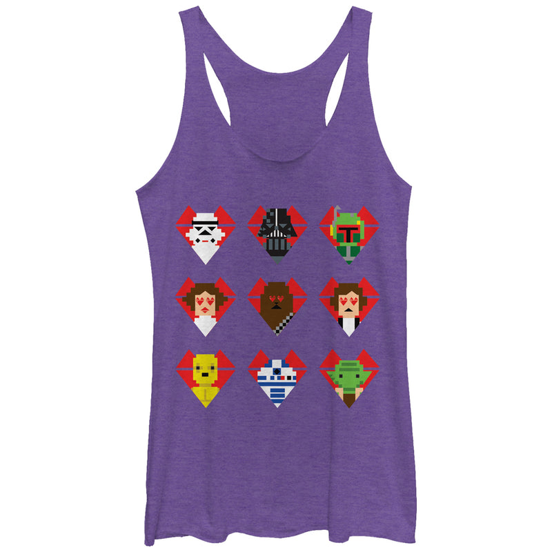 Women's Star Wars Valentine's Day Character Hearts Racerback Tank Top