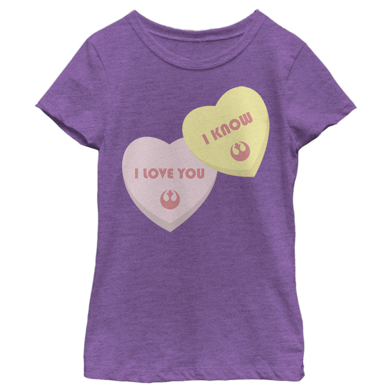 Girl's Star Wars Valentine's Day I Love You I Know Hearts T-Shirt