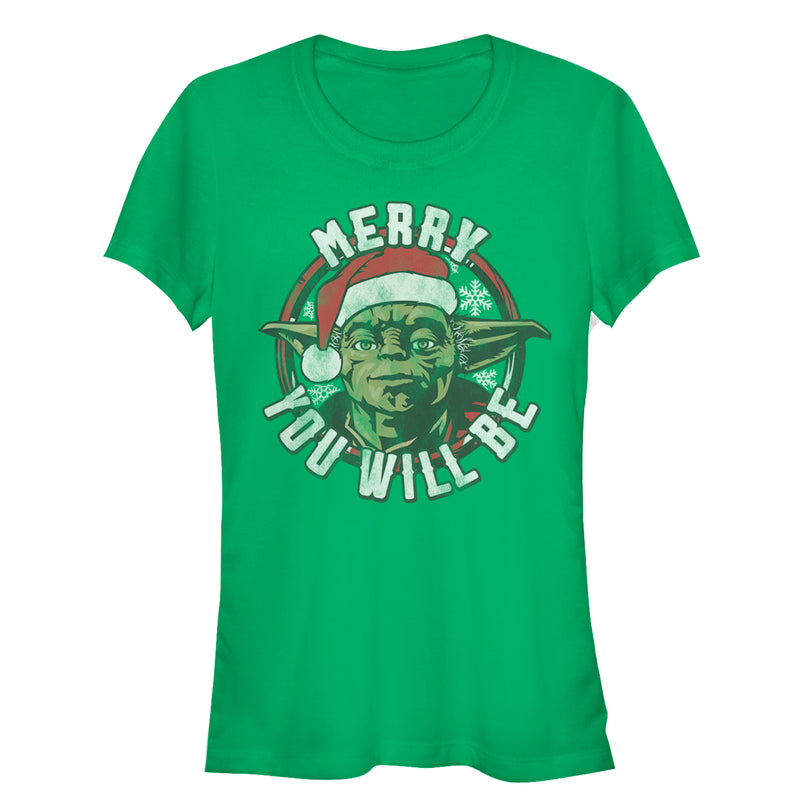 Junior's Star Wars Christmas Yoda Merry You Will Be T-Shirt