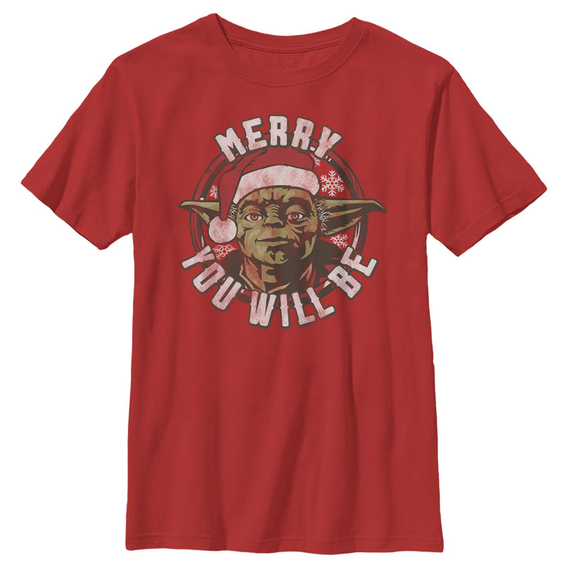 Boy's Star Wars Christmas Yoda Merry You Will Be T-Shirt