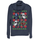 Junior's Star Wars Ugly Christmas Empire Helmet Cowl Neck Sweatshirt