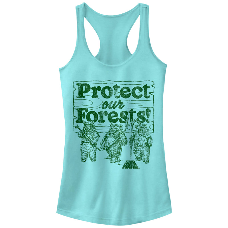 Junior's Star Wars Ewok Protect Our Forests Racerback Tank Top