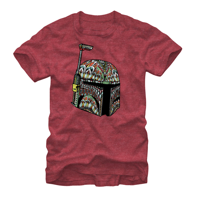 Men's Star Wars Tribal Print Boba Fett Helmet T-Shirt