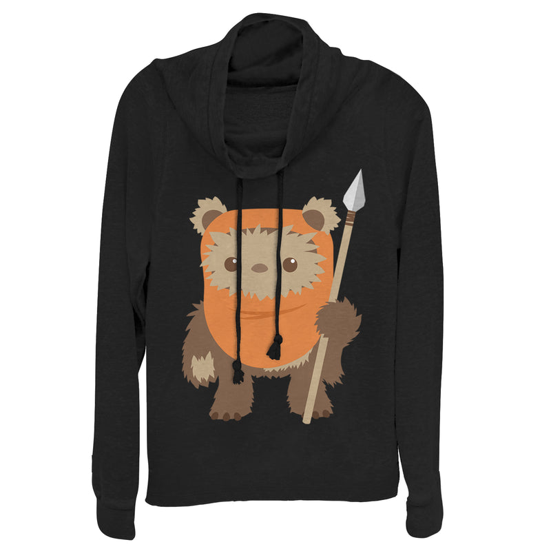 Junior's Star Wars Wicket Ewok Cartoon Cowl Neck Sweatshirt