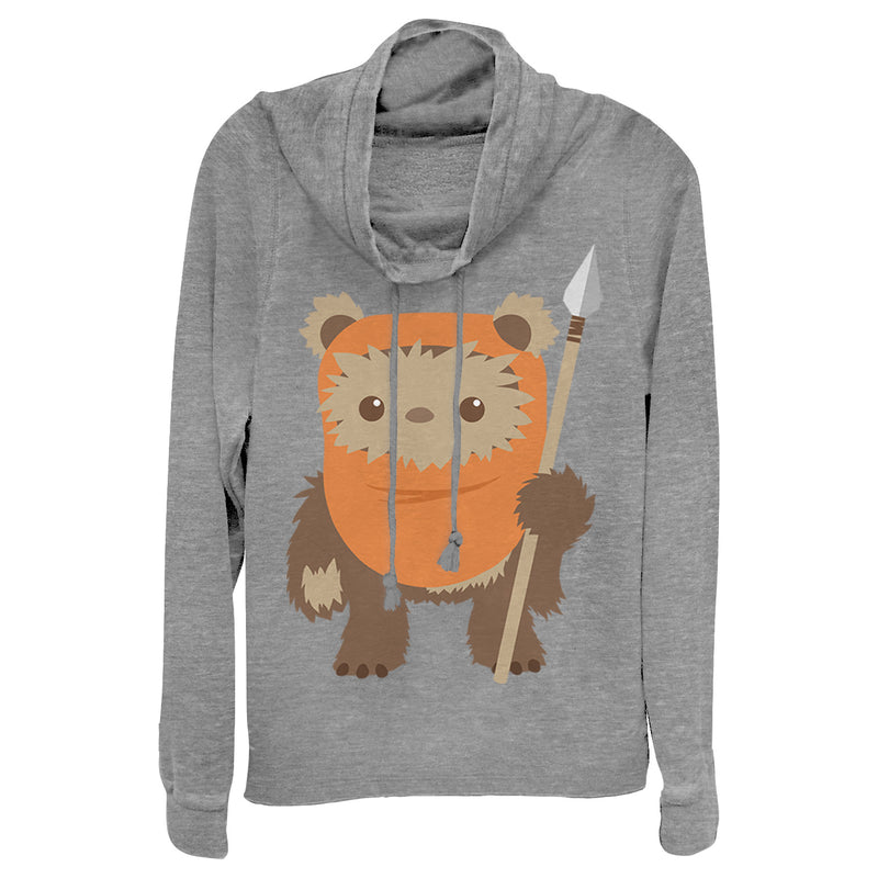 Junior's Star Wars Wicket Ewok Cartoon Cowl Neck Sweatshirt