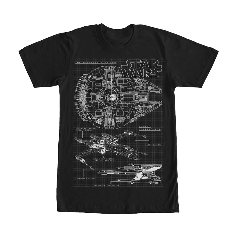 Men's Star Wars Spaceship Schematic Print T-Shirt