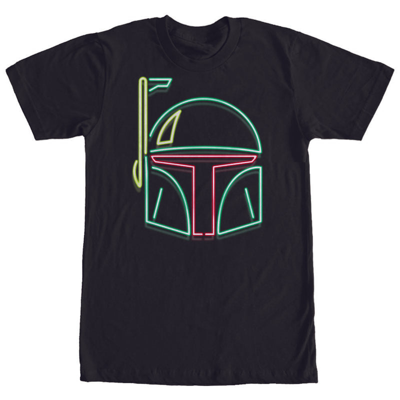 Men's Star Wars Boba Fett Neon Sign Helmet T-Shirt