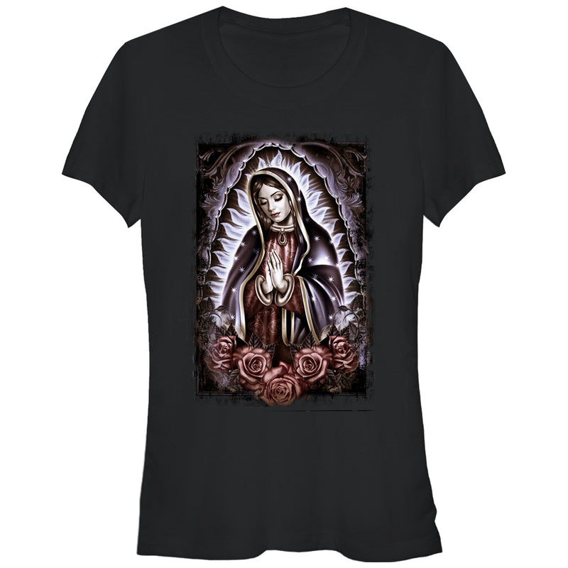 Junior's Aztlan Virgin Mary Rose Prayer T-Shirt