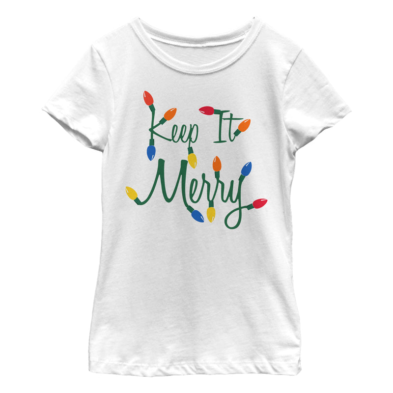 Girl's Lost Gods Christmas Keep It Merry Lights T-Shirt