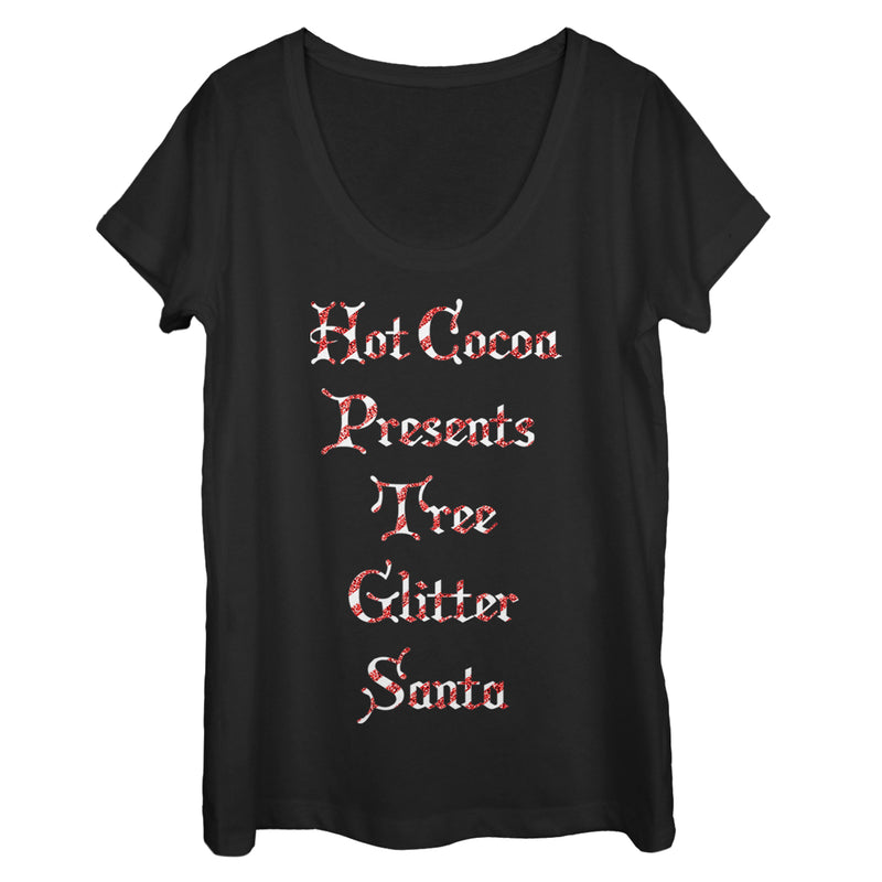 Women's Lost Gods Christmas Candy Cane List Scoop Neck