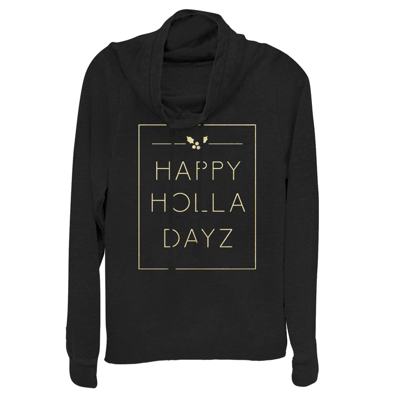 Junior's CHIN UP Christmas Happy Holla Dayz Cowl Neck Sweatshirt