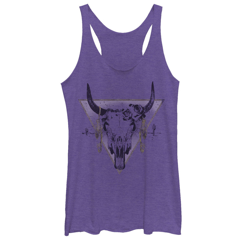 Women's Lost Gods Cow Skull Triangle Racerback Tank Top