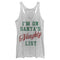 Women's Lost Gods Christmas Santa's Naughty List Racerback Tank Top