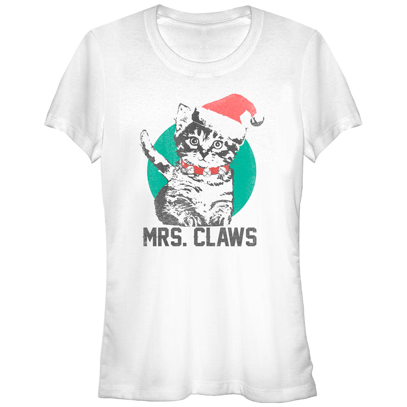 Junior's Lost Gods Christmas Kitten Mrs. Claws T-Shirt