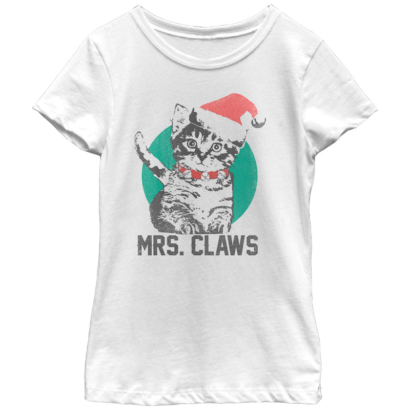 Girl's Lost Gods Christmas Kitten Mrs. Claws T-Shirt