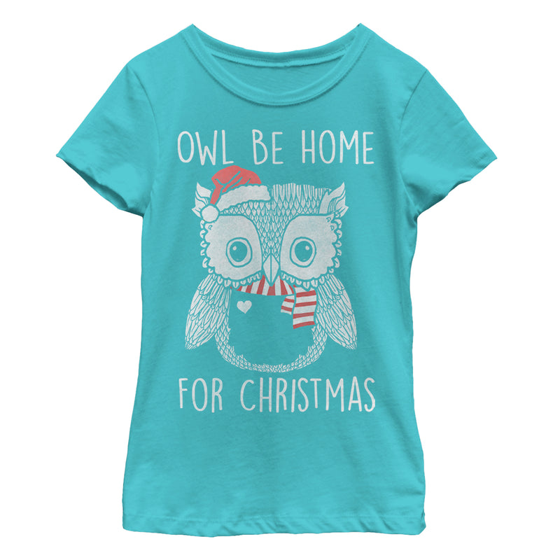 Girl's Lost Gods Christmas Santa Owl Be Home T-Shirt