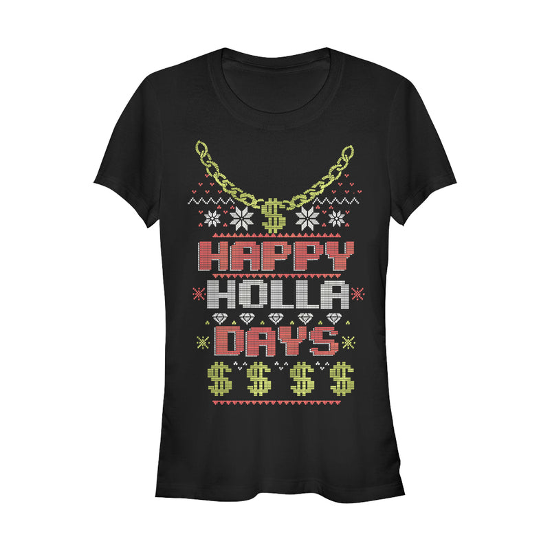 Junior's Lost Gods Ugly Christmas Happy Holla Days T-Shirt