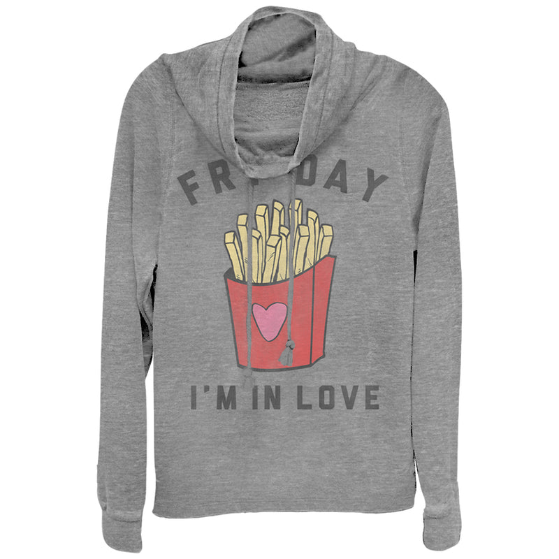 Junior's CHIN UP Fry Day In Love Cowl Neck Sweatshirt