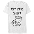 Women's CHIN UP But First Coffee Cup Boyfriend Tee