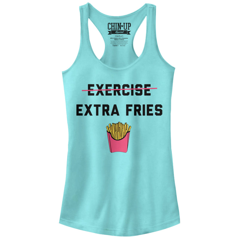 Junior's CHIN UP Exercise Extra Fries Racerback Tank Top