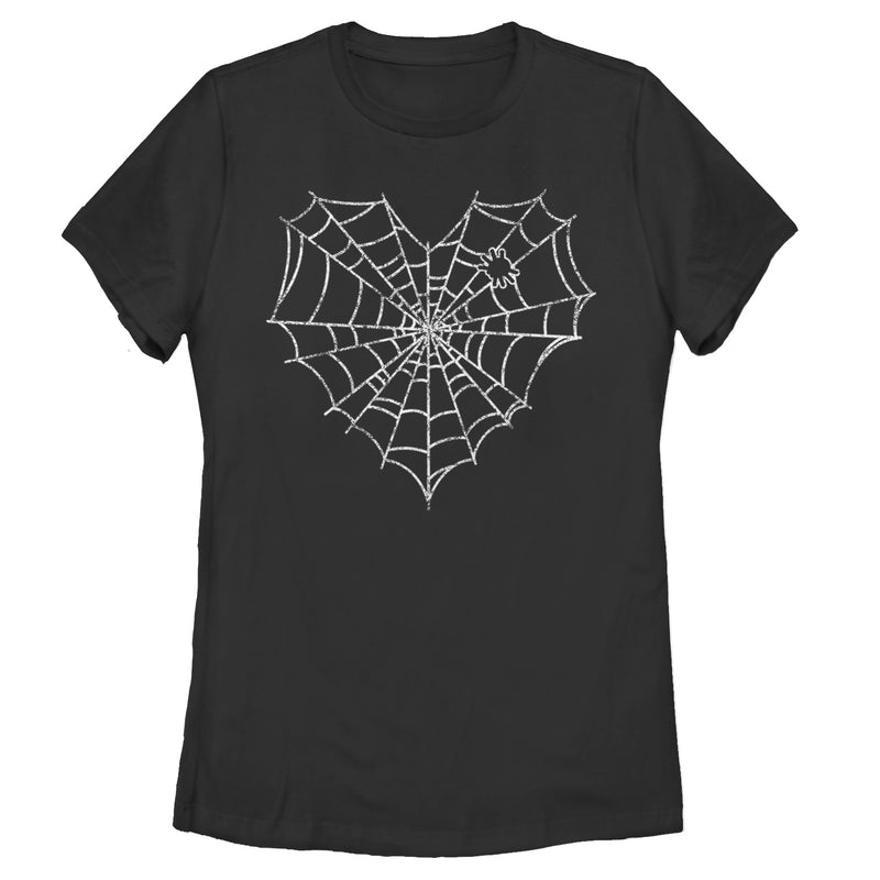 Women's Lost Gods Halloween Heart Spider Web T-Shirt