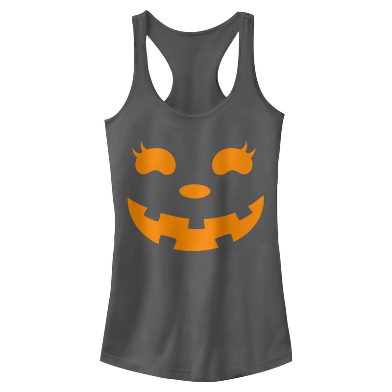 Junior's CHIN UP Halloween Jack o' Lantern Face Racerback Tank Top