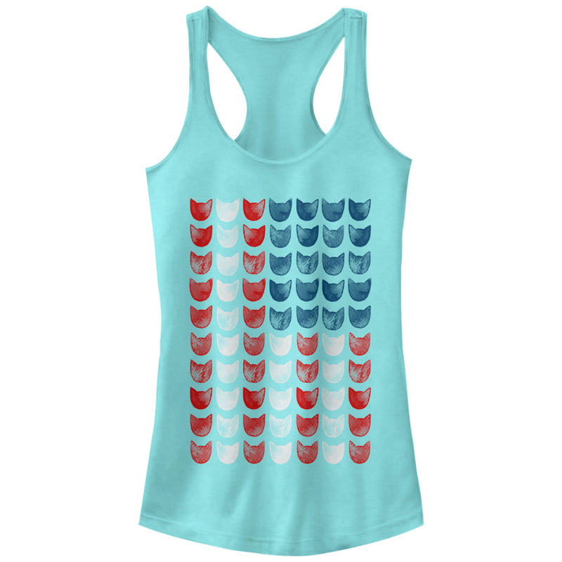 Junior's Lost Gods Fourth of July  Cat American Flag Racerback Tank Top