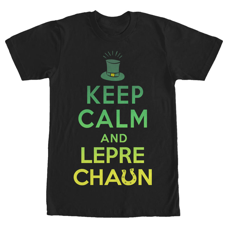 Men's Lost Gods St. Patrick's Day Keep Calm and Leprechaun Green Fade T-Shirt