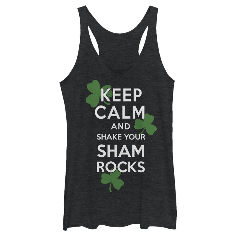 Women's Lost Gods St. Patrick's Day Keep Calm and Shake your Shamrocks Racerback Tank Top