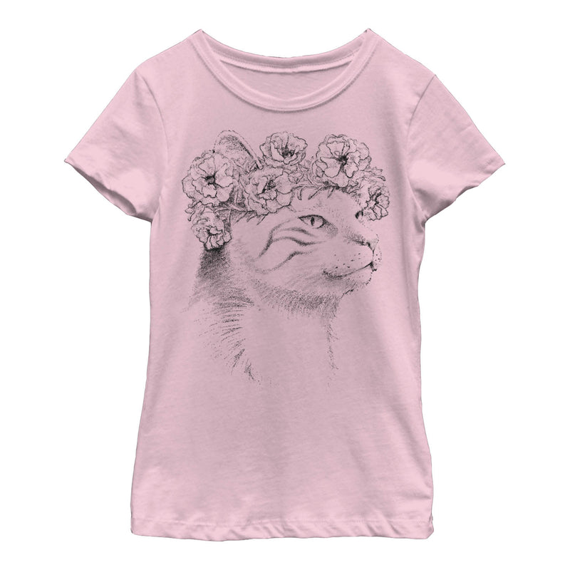 Girl's Lost Gods Cat in Flower Headband T-Shirt