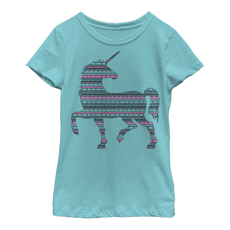 Girl's Lost Gods Unicorn Geometric Pattern T-Shirt