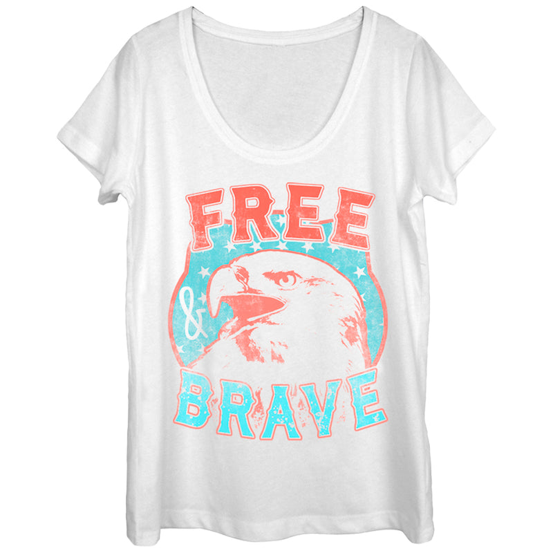 Women's Lost Gods Fourth of July  Free and Brave Scoop Neck