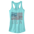 Junior's Lost Gods Fourth of July  USA Flag Stars Racerback Tank Top