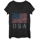 Women's Lost Gods Fourth of July  USA Flag Stars Scoop Neck