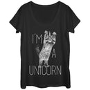 Women's Lost Gods I'm a Unicorn Cat Scoop Neck