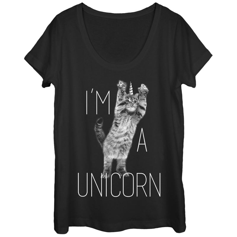 Women's Lost Gods I'm a Unicorn Cat Scoop Neck