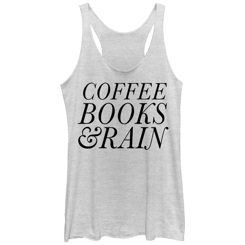 Women's CHIN UP Coffee Books and Rain Racerback Tank Top