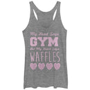 Women's CHIN UP Head Says Gym Heart Says Waffles Racerback Tank Top