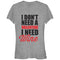 Junior's Lost Gods Valentine Need Wine T-Shirt