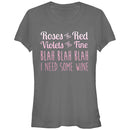 Junior's Lost Gods Valentine Roses Are Blah Wine T-Shirt