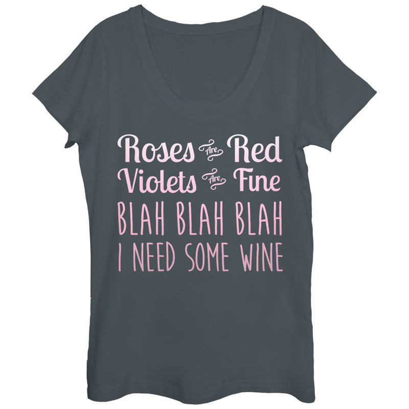 Women's Lost Gods Valentine Roses Are Blah Wine Scoop Neck