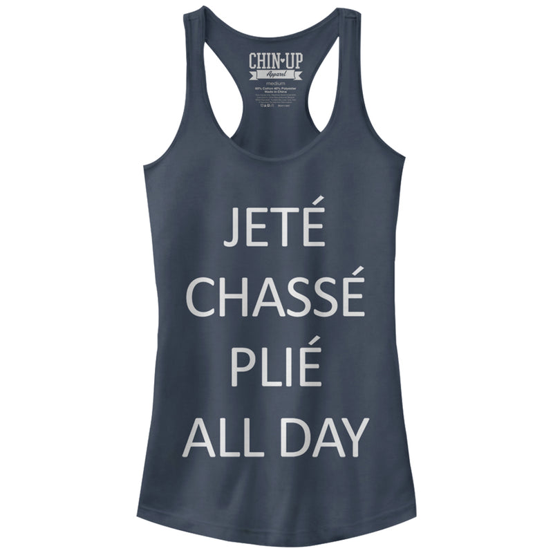 Junior's CHIN UP Jete Chasse Plie All Day Racerback Tank Top