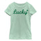 Girl's Lost Gods St. Patrick's Day Lucky Cursive With 4 Leaf Clover T-Shirt