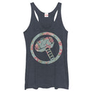 Women's Marvel Thor Hammer Floral Print Racerback Tank Top